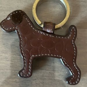 Coach key ring purse charm. Leather dog with logo